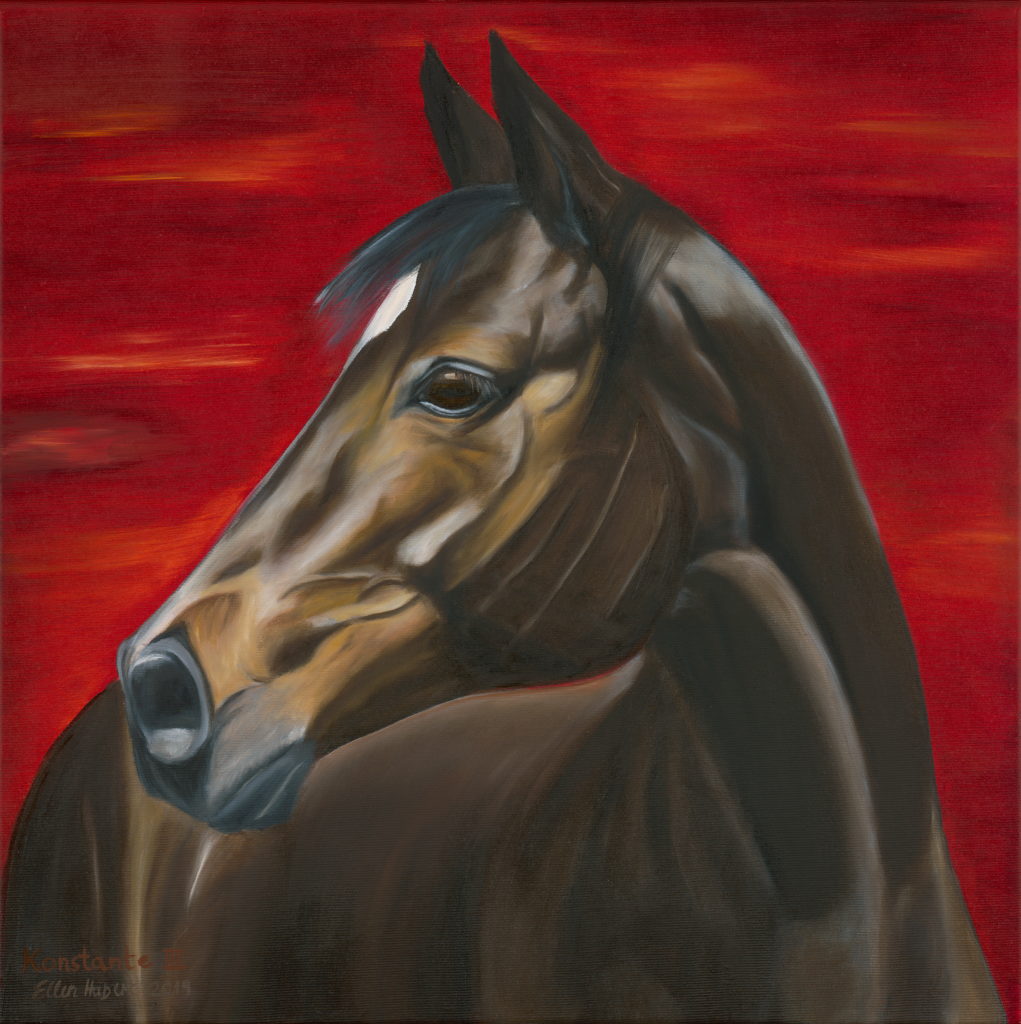 Trakehner surrealistisch, Pferde in Farbe