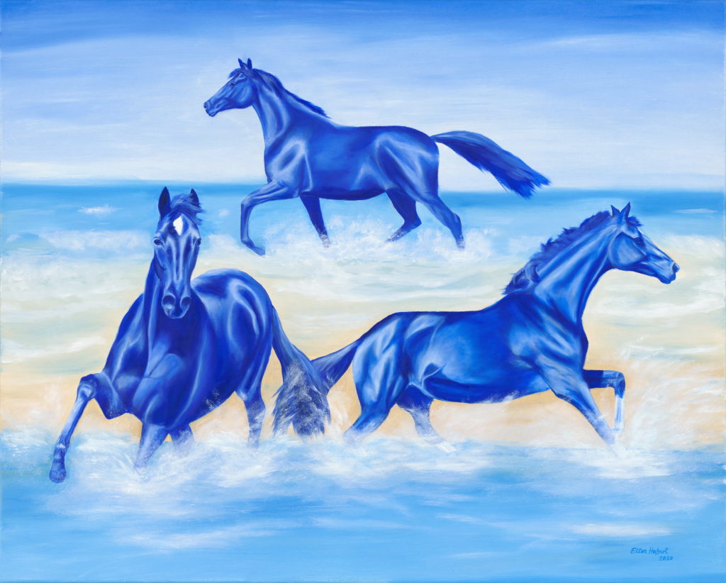 Trakehner surrealistisch, Pferde in Farbe